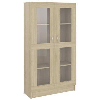 Vitrina De Madera Contrachapada Color Roble 82,5x30,5x150 Cm Vidaxl