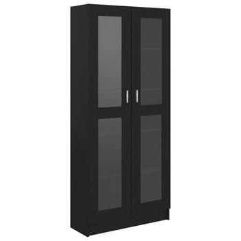 Vitrina De Madera Contrachapada Negro 82,5x30,5x185,5 Cm Vidaxl