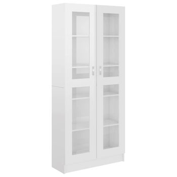 Vitrina De Madera Contrachapada Blanco Brillo 82,5x30,5x185,5cm Vidaxl