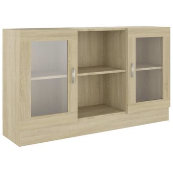 Vitrina De Madera Contrachapada Color Roble 120x30,5x70 Cm Vidaxl