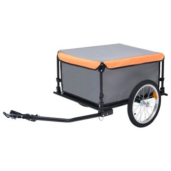 Remolque Para Bicicletas Gris Y Naranja 65 Kg Vidaxl