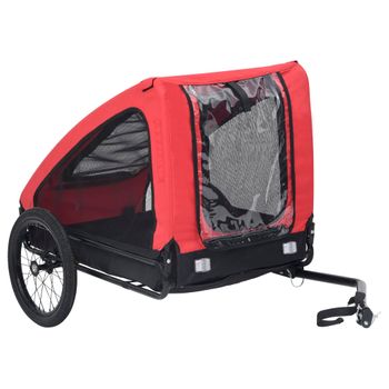 Remolque De Bicicleta Para Mascotas Rojo Y Negro Vidaxl