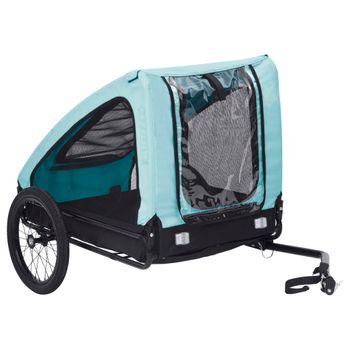 Remolque De Bicicleta Para Mascotas Azul Y Negro Vidaxl