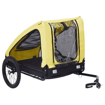 Remolque De Bicicleta Para Mascotas Amarillo Y Negro Vidaxl