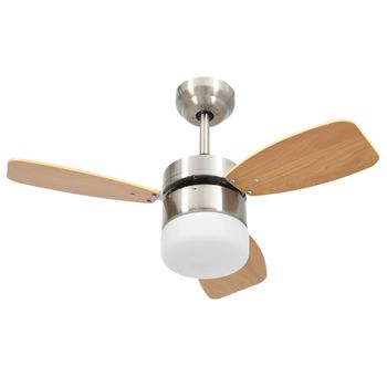 Ventilador De Techo Con Luz Con Mando Marrón Claro 76 Cm Vidaxl