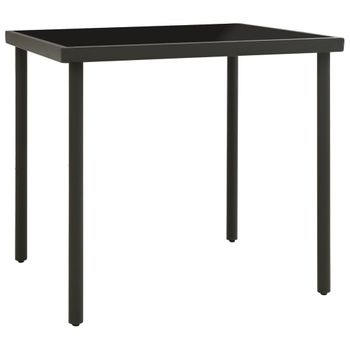 Mesa De Comedor Jardín Vidrio Y Acero Gris Antracita 80x80x72cm Vidaxl