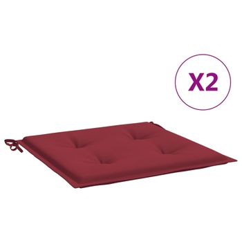 Cojines Silla De Jardín 2 Uds Tela Oxford Rojo Tinto 40x40x3 Cm Vidaxl