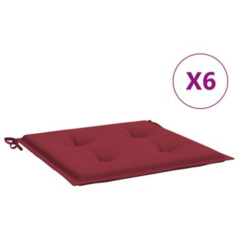 Cojines Silla De Jardín 6 Uds Tela Oxford Rojo Tinto 40x40x3 Cm Vidaxl