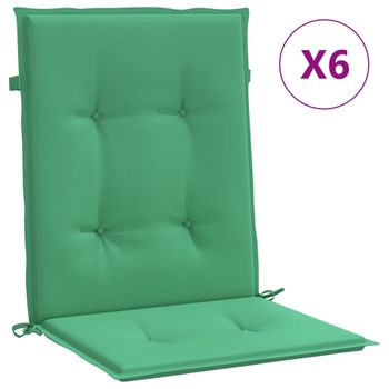 Cojín Silla Jardín Respaldo Bajo 6 Uds Tela Oxford Verde Vidaxl