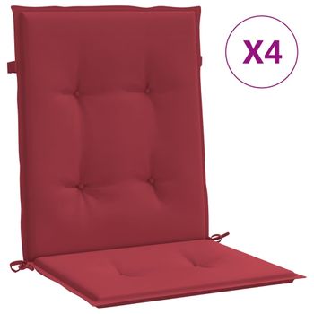 Cojín Silla Jardín Respaldo Bajo 4 Uds Tela Oxford Rojo Tinto Vidaxl