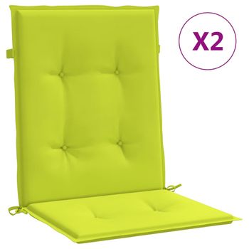 Cojín Silla Jardín Respaldo Bajo 2 Uds Tela Oxford Verde Claro Vidaxl