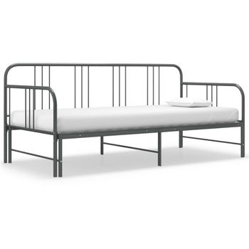 Estructura De Sofá Cama Extraíble De Metal Gris 90x200 Cm