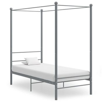 Estructura De Cama Con Dosel Metal Gris 100x200 Cm Vidaxl