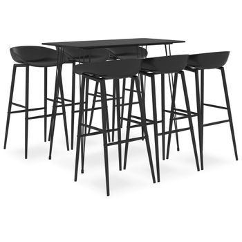 Mesa Alta Y Taburetes De Bar 7 Piezas Negro Vidaxl