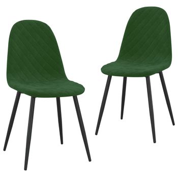 Sillas De Comedor 2 Unidades Terciopelo Verde Oscuro Vidaxl