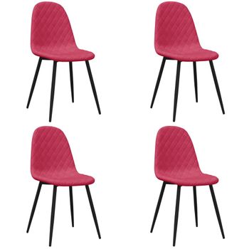 Sillas De Comedor 4 Unidades Terciopelo Rojo Tinto Vidaxl