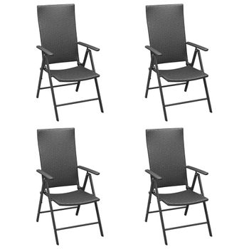 Muebles jardín con 4 sillas mesa y sombrilla Outsunny 80x80x70cm negro