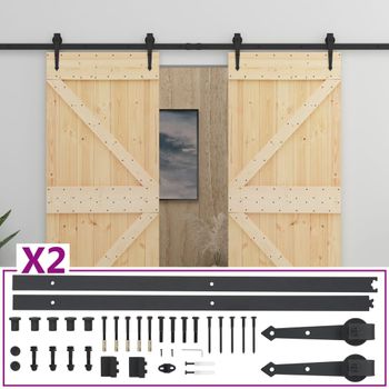 VidaXL Kit de herrajes de puertas correderas acero negro 2 uds 200 cm