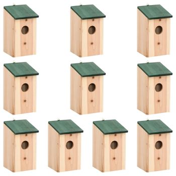 Casa Para Pájaros 10 Unidades Madera Maciza De Abeto 12x12x22cm Vidaxl