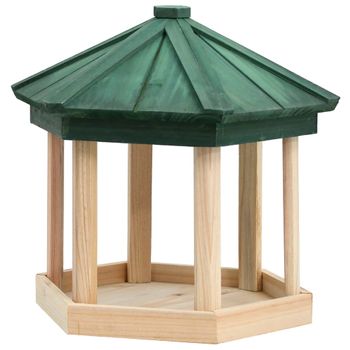 Comedero Para Pájaros Octogonal Madera Maciza De Abeto 33x30 Cm Vidaxl