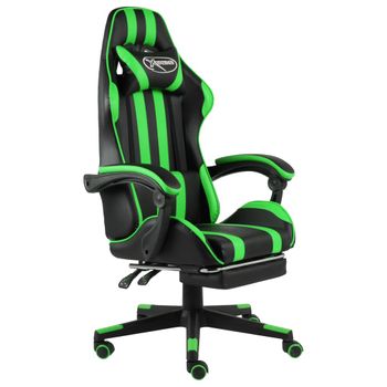 Rogal Silla Gaming Con Reposapiés Cuero Sintético Negro Y Verde Rogal