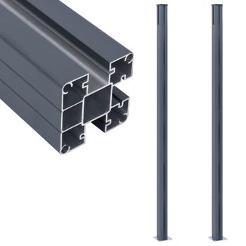 Postes De Valla 2 Unidades Aluminio Gris Oscuro 185 Cm Vidaxl