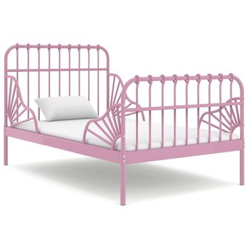 Estructura De Cama Extensible Metal Rosa 80x130/200 Cm Vidaxl