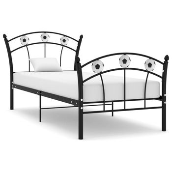 Estructura De Cama Con Diseño De Fútbol Metal Negro 90x200 Cm Vidaxl