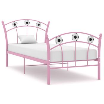 Estructura De Cama Con Diseño De Fútbol Metal Rosa 90x200 Cm Vidaxl