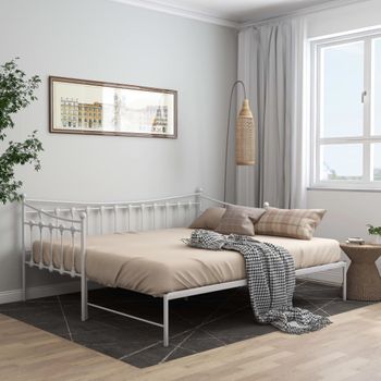 Rogal Estructura De Sofá Cama Extraíble De Metal Blanco 90x200 Cm Rogal