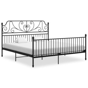 Estructura De Cama Sin Colchón Metal Negro 200x200 Cm Vidaxl