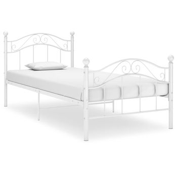 Estructura De Cama De Metal Blanco 100x200 Cm