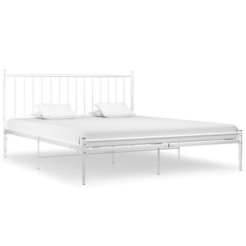 Estructura cama metal con cabecero y estribo blanco 180x200 cm