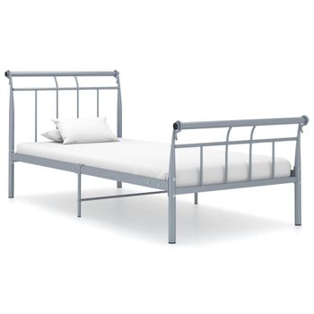 Estructura De Cama De Metal Gris 90x200 Cm Vidaxl