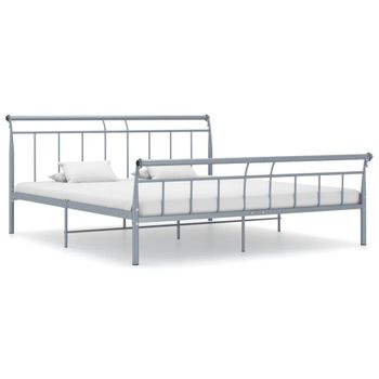 Estructura De Cama De Metal Gris 180x200 Cm Vidaxl