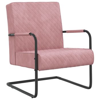 Silla Voladiza De Terciopelo Rosa Vidaxl