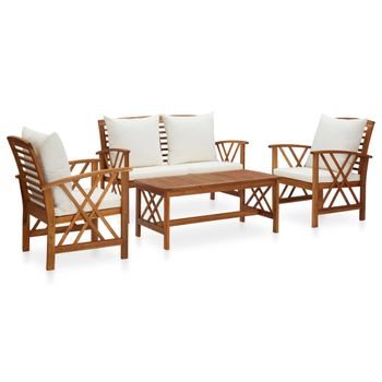 Juego de 4 Sillas Sillas de comedor con cojines Sillas de jardín madera  maciza acacia ES56153A