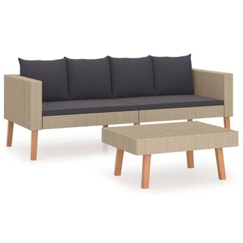 Conjunto Muebles Jardín Bahamas Conjunto Central Doble Mesa Gris Pardo 3  Módulos Centrales, 1 Puf, 2 Mesas Ratán Sintético con Ofertas en Carrefour