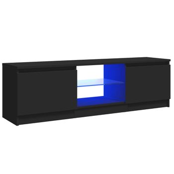 Mueble Para Tv Con Luces Led Negro 120x30x35,5 Cm Vidaxl