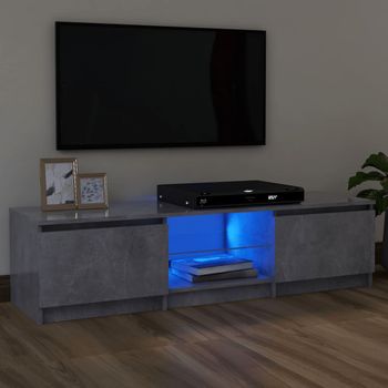 Mueble Para Tv Con Luces Led Gris Hormigón 120x30x35,5 Cm