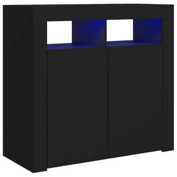 Aparador Con Luces Led Negro 80x35x75 Cm Vidaxl