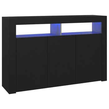 Aparador Con Luces Led Negro 115,5x30x75 Cm Vidaxl