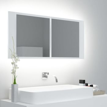Armario Espejo De Baño Con Luz Led Blanco 100x12x45 Cm Vidaxl