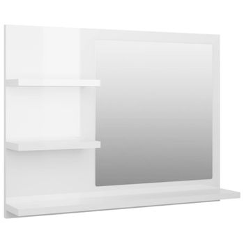 Espejo De Baño Madera Contrachapada Blanco Brillo 60x10,5x45 Cm Vidaxl