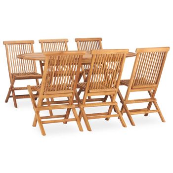 Set De Comedor De Jardín Plegable 7 Pzas Madera Maciza De Teca Vidaxl