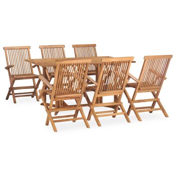 Set Comedor De Jardín Plegable 7 Piezas Madera Maciza De Teca Vidaxl