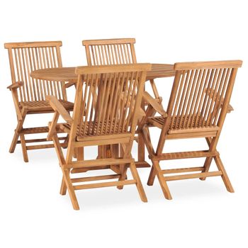 Set De Comedor De Jardín Plegable 5 Pzas Madera Maciza De Teca Vidaxl