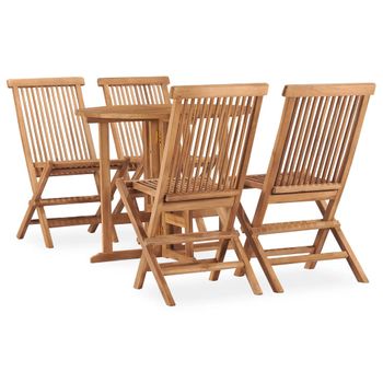 Set De Comedor De Jardín Plegable 5 Pzas Madera Maciza De Teca Vidaxl