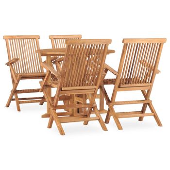 Set De Comedor De Jardín Plegable 5 Pzas Madera Maciza De Teca Vidaxl