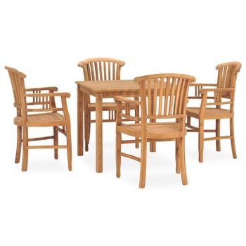 Juego De Comedor De Jardín 5 Piezas Madera Maciza De Teca Vidaxl